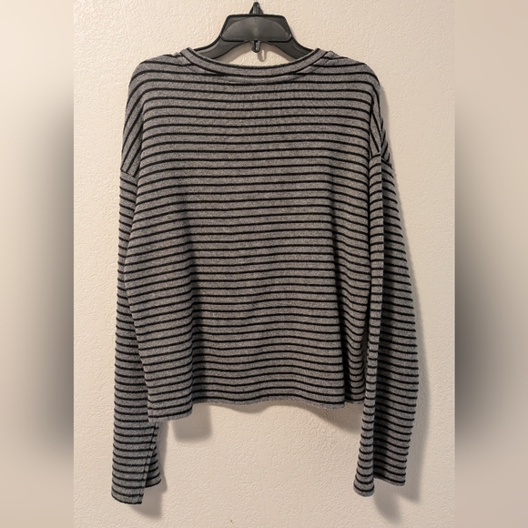 Sanctuary Black and Gray Striped Long Sleeve Sweater - Picture 2 of 6